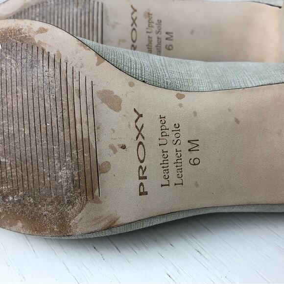 Proxy Viola linen leather beige kitten heel shoe size 6 - Picture 11 of 13